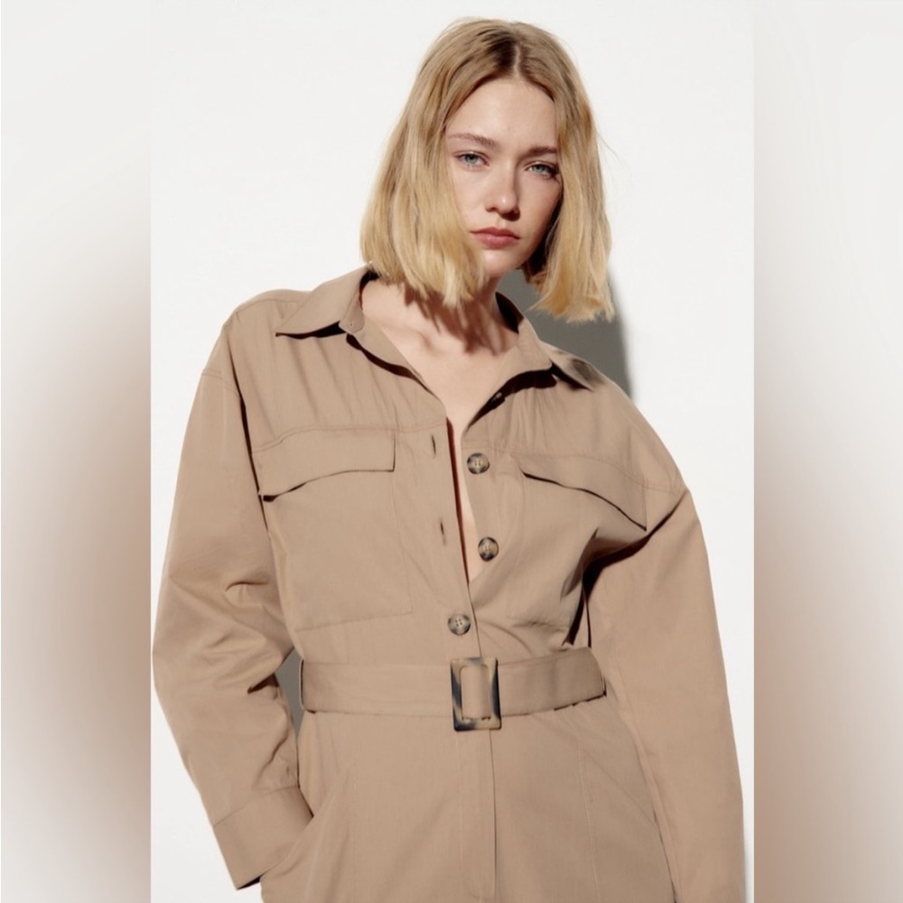 COPY - NWT ZARA LONG BELTED JUMPSUIT MID-CAMEL